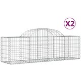 vidaXL Obokana gabionska košara 2 kosa 200x50x60/80cm pocinkano železo, (20758378) Cene