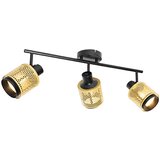 QAZQA Industrijska točka črna z zlatom 3-light - Kayden | Shoptok.si
