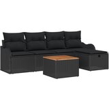 vidaXL 6-dijelni vrtni kauč set s jastučićima crni poli ratan, 2-sjedni vrtni kauč s jastučićima crni poli ratan | shoptok.hr