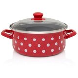 Metalac plitka šerpa BELE TUFNE NA CRVENOM 24cm/4,75lit | Eponuda.com