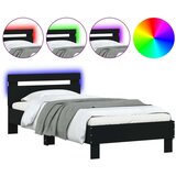  Okvir za krevet s uzglavljem i LED svjetlima crni 90x190 cm | shoptok.hr