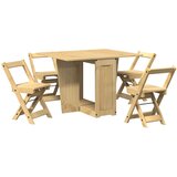  5-dijelni blagovaonski set Corona sklopivi smeđi od borovine | shoptok.hr