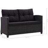 Poli Vrtni dvosjed s jastucima crni 124 cm od poliratana | shoptok.hr