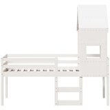 vidaXL Visoki krevet s krovom bijeli 75 x 190 cm od masivne borovine | shoptok.hr