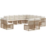  Set vanjskih sofa Prirodna i krema bijela Poliester - Prirodna i kremasto bijela bez stola | shoptok.hr