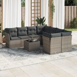vidaXL 9-dijelni set vrtnih sofa od poliratana s jastucima sivi Cijene