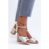 VINCEZA Women's Eco Leather Sandals with Heel and Silver Decorations Narhi | shoptok.hr
