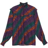 FRNCH PARIS Bluza 'Gynette' smaragd / temno liila / temno oranžna / črna | Shoptok.si