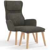  The Living Store Stol za sproščanje s stolčkom temno siv žamet - Stol Za Sproščanje S Stolčkom, (21449297) | Shoptok.si