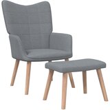  The Living Store Stol za sproščanje s stolčkom svetlo sivo blago - Stol Za Sproščanje, (21485278) Cene