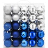  Set božićnih kuglica 75 kom. Plava i srebrna 6 cm Polistiren | shoptok.hr