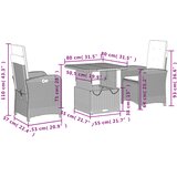  3-dijelni vrtni blagovaonski set s jastucima od poliratana crni Crna 80 cm table length | shoptok.hr