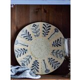 Bloomingville Svetlo moder/kremno bel lončen krožnik ø 21 cm Leonie – | Shoptok.si