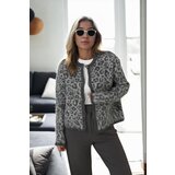 Dewberry 61353 Leopard Patterned Cardigan-ANTHRACITE | Shoptok.si