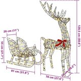 vidaXL Reindeer vuče saonice Topla bijela 120 cm 55 cm Ratan | shoptok.hr