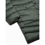 Ombre Men's winter quilted parka jacket - dark olive green | Shoptok.si