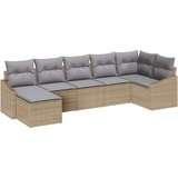  7-delni vrtni jedilni set z blazinami Bež poli ratan, (22093578) | Shoptok.si
