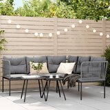 vidaXL Set vrtnih sofa s jastucima crni od čelika i tekstilena | shoptok.hr