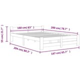  Posteljni okvir bel iz trdne borovine 160x200 cm, (20647538) | Shoptok.si