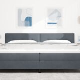 vidaXL LED Ogrodje z glavo s gumbi, temno sivo, 100 cm, žamet | Shoptok.si
