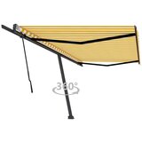 vidaXL prostostoječa ročna zložljiva tenda 500x300 cm rumena/bela | Shoptok.si