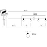  LED solarni lanac 30xLED/0,12W/1,2V 1xAA 3000K IP44 400 mAh | Eponuda.com