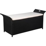 vidaXL klop za shranjevanje z blazino 138 cm poli ratan črne barve | Shoptok.si