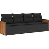 Maison Chic Seti vrtnega pohištva - Vrtna garnitura - Vrtni pohištvo set 4-delna z blazinami črna poli ratan, (21815384) | Shoptok.si