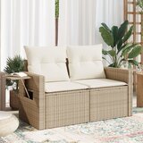 Maison Chic Vrtni kavč - Zunanji kavč z blazinami 2-sedežni bež poli ratan, (22044001) | Shoptok.si