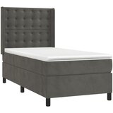  box spring s madracem LED tamnosivi 90x190 cm baršun | shoptok.hr