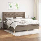  Box spring postelja z vzmetnico taupe 200x200 cm blago, (20761319) | Shoptok.si