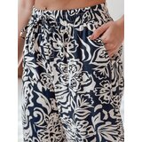 DStreet Spodnie damskie materiałowe wide leg TROPICAL SUN granatowe | shoptok.hr