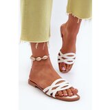 Kesi Women's flat heeled eco leather slippers, white, Moldela Cijene