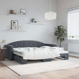 vidaXL Izvlečna dnevna postelja temno siva 90x200 cm žamet | Shoptok.si