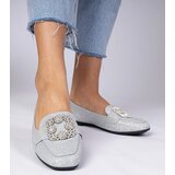 Gemre Silver Glitter Loafers with Rhinestones Sawelia | shoptok.hr