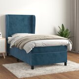 vidaXL Box spring postelja z vzmetnico temno modra 100x200 cm žamet Cene
