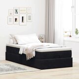 vidaXL Otomanski posteljni okvir z vzmetnico črn 80x200 cm žamet | Shoptok.si