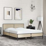  Posteljni okvir sonoma hrast 135x190 cm inž. les in kovina | Shoptok.si