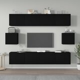 The Living Store Komplet TV omaric 6-delni črn inženirski les - Komplet TV Omaric, (21374529) Cene