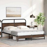 vidaXL Kovinski posteljni okvir brez vzmetnice rjavi hrast 160x200 cm | Shoptok.si