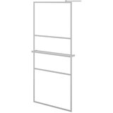 Pregrada za tuš s policom krom 80x195 cm staklo ESG i aluminij | shoptok.hr