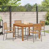  Vrtni set za objed 5 kom. Siva Čvrsto drvo akacije 110 x 110 x 75 cm | Shoptok.si