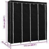  Ormar s 4 odjeljka crni 175 x 45 x 170 cm | shoptok.hr
