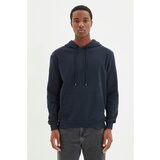 Trendyol navy men's regular fit sweatshirt with hoodie Cene