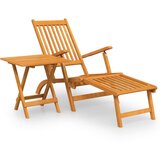 Maison Chic Zunanji Ležalnik - Sončna ležalnik z oporo za noge in mizico trden akacijev les, (22043451) | Shoptok.si