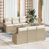 vidaXL 7-delni set garniture za vrt z blazinami Bež Poli ratan Akacija | Shoptok.si