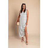 Fenzy Maxi Obleka S Potiskom Črt, Bela | Shoptok.si