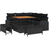 vidaXL 8-dijelni vrtni sofa set s jastučićima crni poliratan akacija, 2-sjedna vrtna sofa s jastučićima crni poliratan, 3-dijelni vrtni set za objedovanje s jastučićima crni poliratan akacija | shoptok.hr