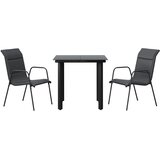  3-dijelni vrtni blagovaonski set crni od čelika i tekstilena | shoptok.hr