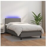  Box spring postelja z vzmetnico LED siva 80x200 cm umetno usnje | Shoptok.si